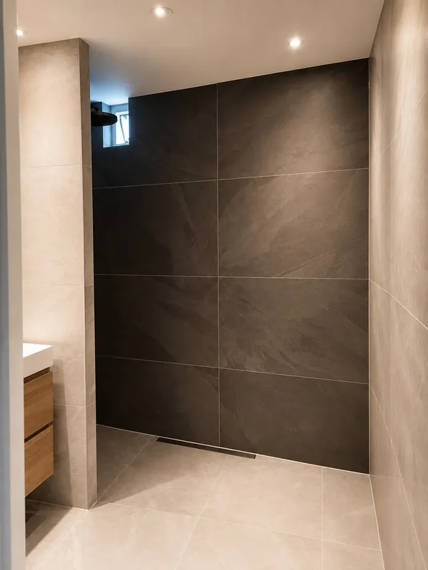 After: Bathroom: tub to spacious walk-in shower