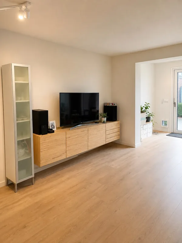 After: Living room with new LVT flooring